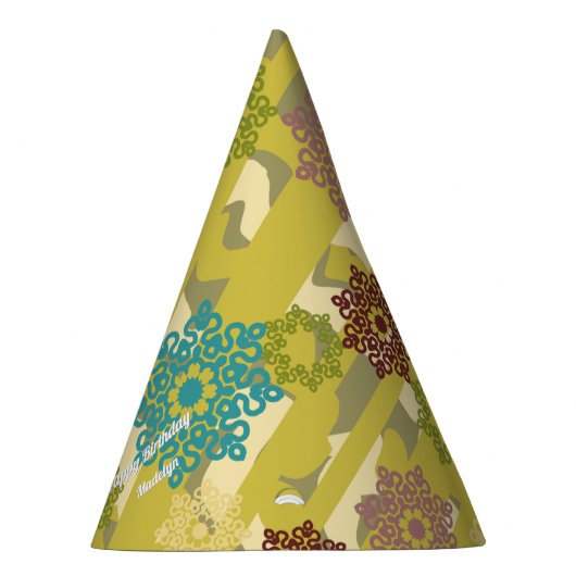 Abstract Floral Urban Stripe Any Age Pattern Partyhütchen (Rechts)