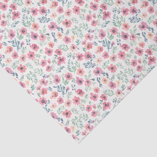 Abstract Floral Watercolor Teal Pink Peach Seidenpapier (Ausschnitt)