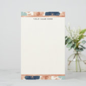 Abstract Floral with Rose Gold Border Briefpapier (Stehend Vorderseite)