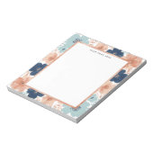 Abstract Floral with Rose Gold Border Notizblock (Rotiert)