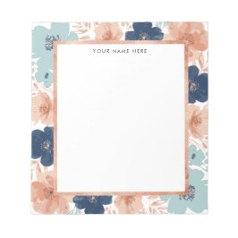 Abstract Floral with Rose Gold Border Notizblock