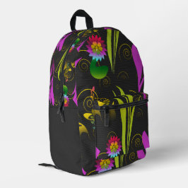 Abstract Floral with Spirals 1 Bedruckter Rucksack