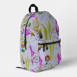 Abstract Floral with Spirals 3 Bedruckter Rucksack