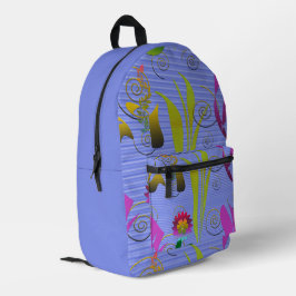 Abstract Floral with Spirals 5 Bedruckter Rucksack