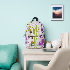 Abstract Floral with Spirals 6 Bedruckter Rucksack