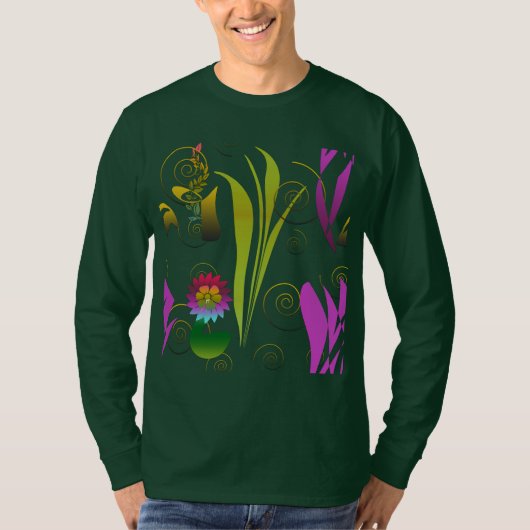 Abstract Floral with Spirals T-Shirt (Vorderseite)