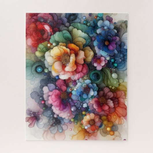 Abstract Flower Alcohol Ink Puzzle (Vertikal)