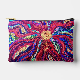 Abstract Flower Pouch-Colorful Floral Zip Bag Zubehörtasche