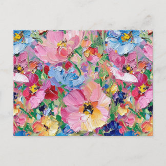 Abstract Flowers Impressionist Postcard Postkarte