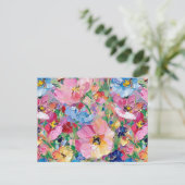 Abstract Flowers Impressionist Postcard Postkarte (Stehend Vorderseite)