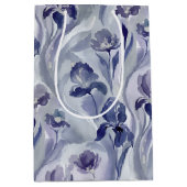 Abstract Flowers Pattern Indigo Purple Iris Mittlere Geschenktüte (Vorderseite)