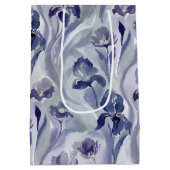 Abstract Flowers Pattern Indigo Purple Iris Mittlere Geschenktüte (Rückseite)