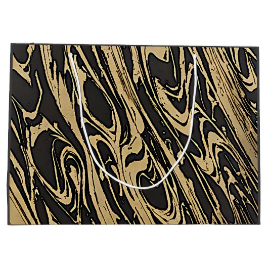 Abstract Fluid Art - Black Marble Effect Große Geschenktüte (Rückseite)