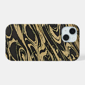 Abstract Fluid Art - Black Marble Effect iPhone 15 Hülle (Rückseite (Horizontal))