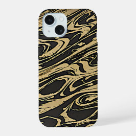 Abstract Fluid Art - Black Marble Effect iPhone 15 Hülle