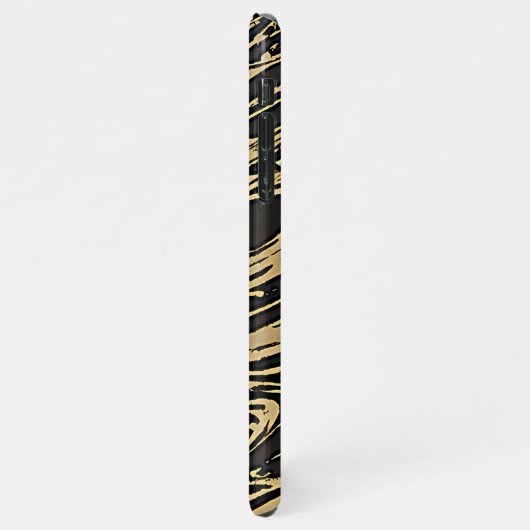 Abstract Fluid Art - Black Marble Effect iPhone Hülle (Linke Seite)