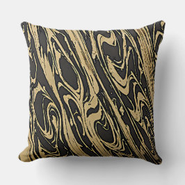 Abstract Fluid Art - Black Marble Effect Kissen