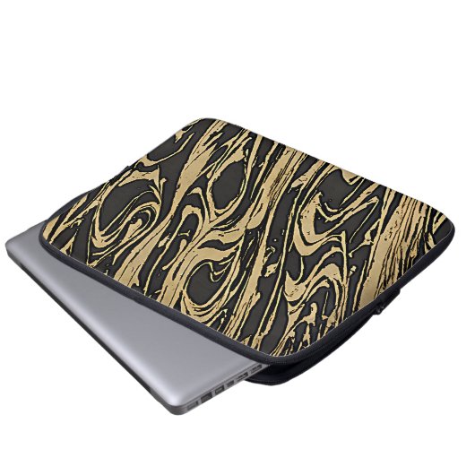 Abstract Fluid Art - Black Marble Effect Laptopschutzhülle (Vorne Knopf)