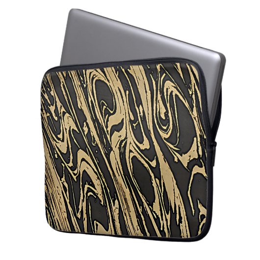 Abstract Fluid Art - Black Marble Effect Laptopschutzhülle (Vorderseite Links)