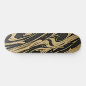 Abstract Fluid Art - Black Marble Effect Skateboard (Horizontal)