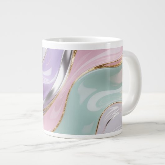 Abstract Fluid Art Pastel Mug – Trendy Pastel Art Jumbo-Tasse (Vorderseite Rechts)