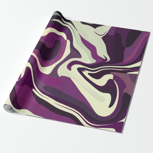 Abstract Fluid Art with Purple and Cream Tones Geschenkpapier (Ungerollt)