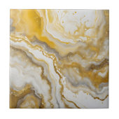 Abstract Fluid Ink Art Gold and White Marble  Fliese (Vorderseite)