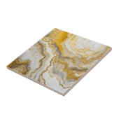 Abstract Fluid Ink Art Gold and White Marble  Fliese (Seite)