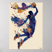Abstract Fluid Ink Basketball Player – Modern Art Poster (Vorne)