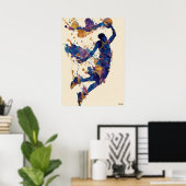 Abstract Fluid Ink Basketball Player – Modern Art Poster (Heimbüro)