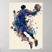 Abstract Fluid Ink Basketball Player – Modern Art Poster (Vorne)