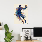 Abstract Fluid Ink Basketball Player – Modern Art Poster (Heimbüro)