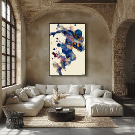 Abstract Fluid Ink Football Player – Expressive Poster