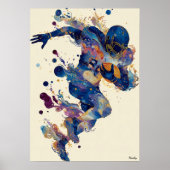 Abstract Fluid Ink Football Player – Expressive  Poster (Vorne)