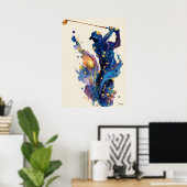 Abstract Fluid Ink Golfer Dynamic Motion Wall Art Poster (Heimbüro)