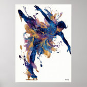 Abstract Fluid Ink Ice Skater – Modern Motion Art Poster (Vorne)