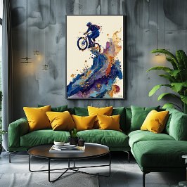Abstract Fluid Ink Mountain Bike Rider – Dynamic Poster