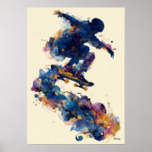 Abstract Fluid Ink Skater – Modern Motion Wall Art Poster (Vorne)