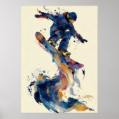 Abstract Fluid Ink Snowboarder Dynamic Motion Art Poster (Vorne)