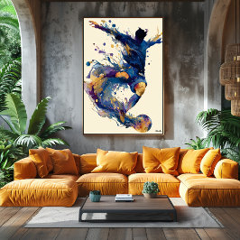 Abstract Fluid Ink Soccer Player – Modern Motion Poster