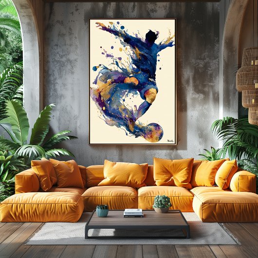 Abstract Fluid Ink Soccer Player – Modern Motion Poster