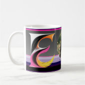 Abstract Fluid Letter E Neon Feather Kaffeetasse (Links)