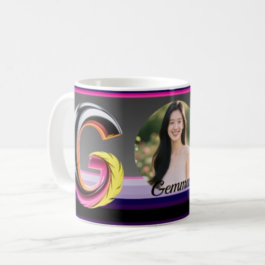 Abstract Fluid Letter G Neon Feather Kaffeetasse (Vorderseite Links)