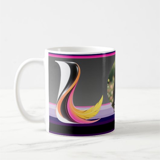 Abstract Fluid Letter L Neon Feather Kaffeetasse (Links)