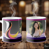 Abstract Fluid Letter L Neon Feather Kaffeetasse