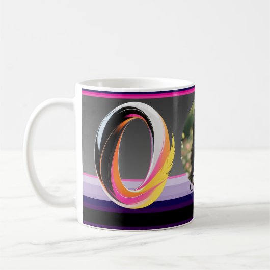 Abstract Fluid Letter O Neon Feather Kaffeetasse (Links)