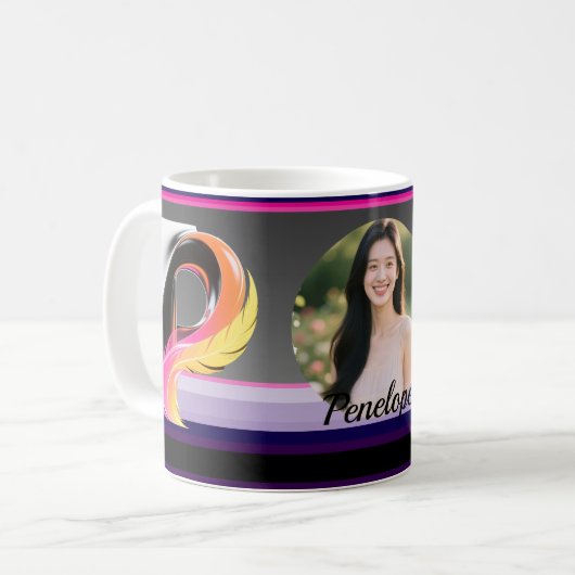 Abstract Fluid Letter P Neon Feather Kaffeetasse (Vorderseite Links)