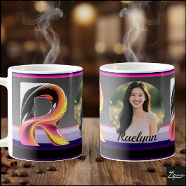 Abstract Fluid Letter R Neon Feather Kaffeetasse