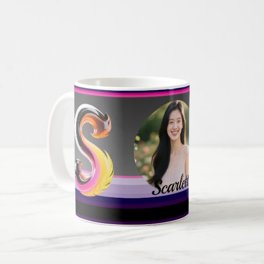 Abstract Fluid Letter S Neon Feather Kaffeetasse (Vorderseite Links)