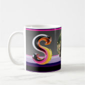 Abstract Fluid Letter S Neon Feather Kaffeetasse (Links)
